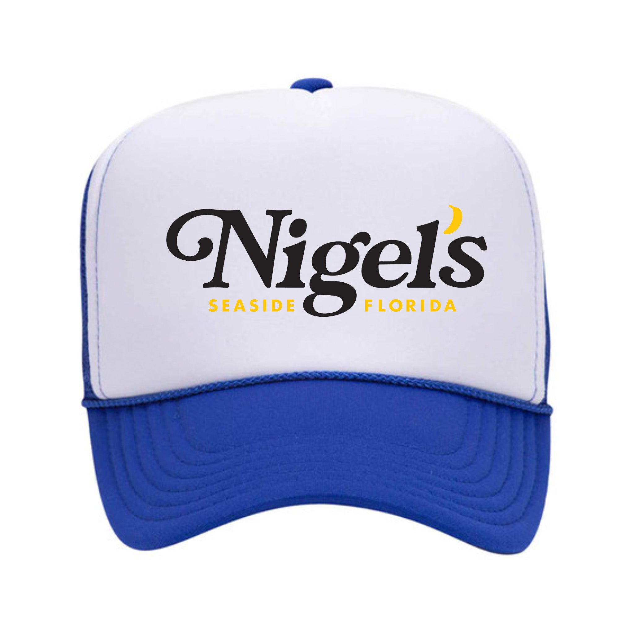 Royal Blue and White Trucker Hat – Nigel's
